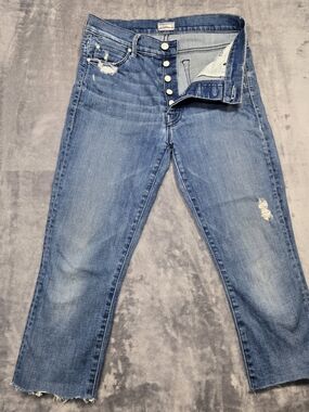 Mother The Stunner Ankle Fray Jeans Women's Distressed Raw Hem Size 27